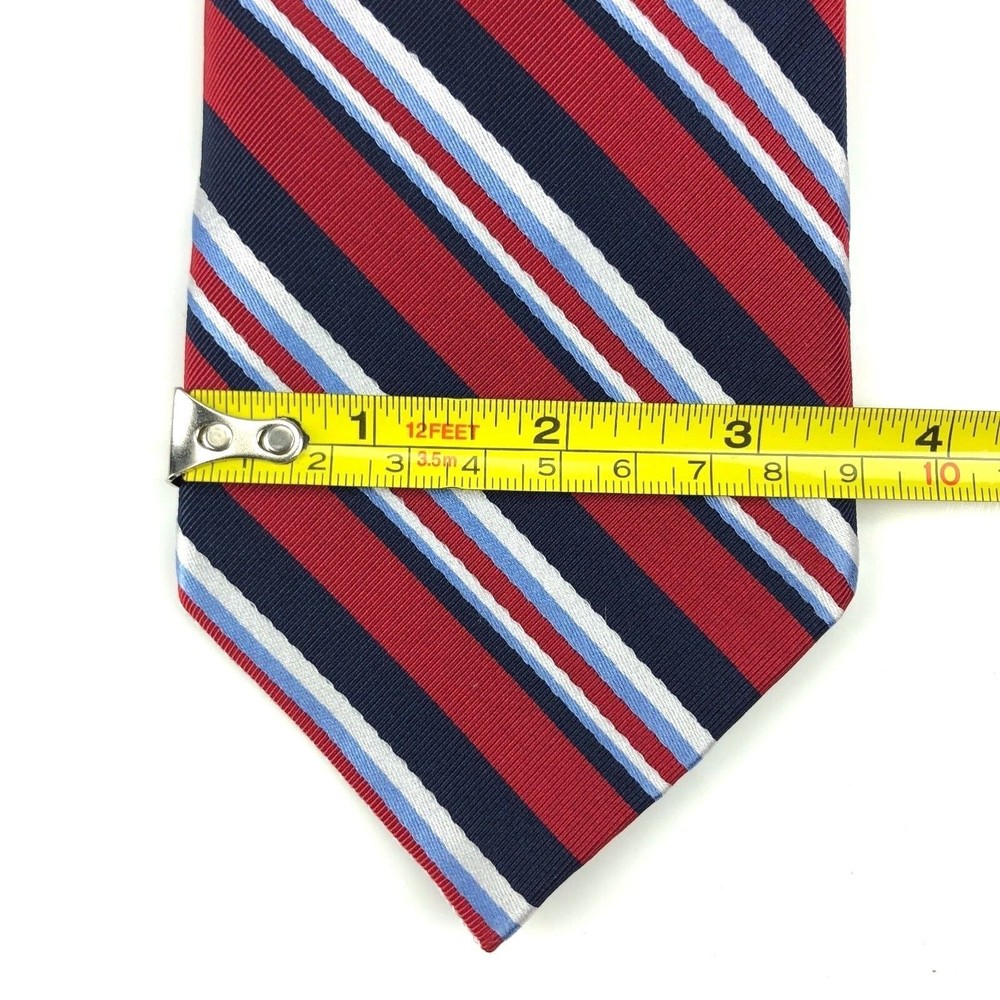 Chaps Men's Silk Handmade Blue White Red Striped Elegant Business Necktie Tie 57 - Picture 6 of 7
